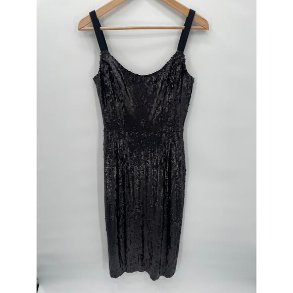 DRESS THE POPULATION Black Sequin Midi Dress // S - Picture 2 of 11